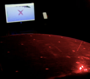 Cab being laser scanned